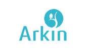 Het logo van Arkin in blauw