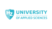 Het logo van HZ University of Applied Sciences in blauw