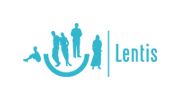 Het logo van Lentis in blauw