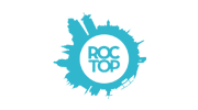 Het logo van ROC TOP in blauw