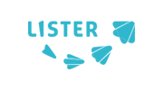 Het logo van Lister in blauw