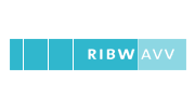 Het logo van RIBW Arnhem & Veluwe Vallei in blauw