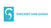Het logo van Vincent van Gogh voor GGZ in blauw