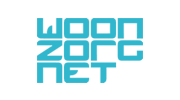 Het logo van Woonzorgnet in blauw
