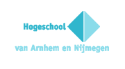 Het logo van Hogeschool van Arnhem en Nijmegen in blauw