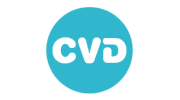 Het logo van Het Centrum Voor Dienstverlening (CVD) in blauw